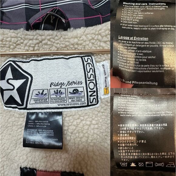 Sessions MFG RECCO Insulated Snowboarding Snow Winter Ski Plaid Jacket Parka S - Picture 10 of 16